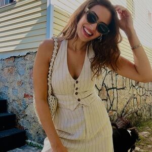 ZARA Bloggers Fav Cream Striped Jumpsuit